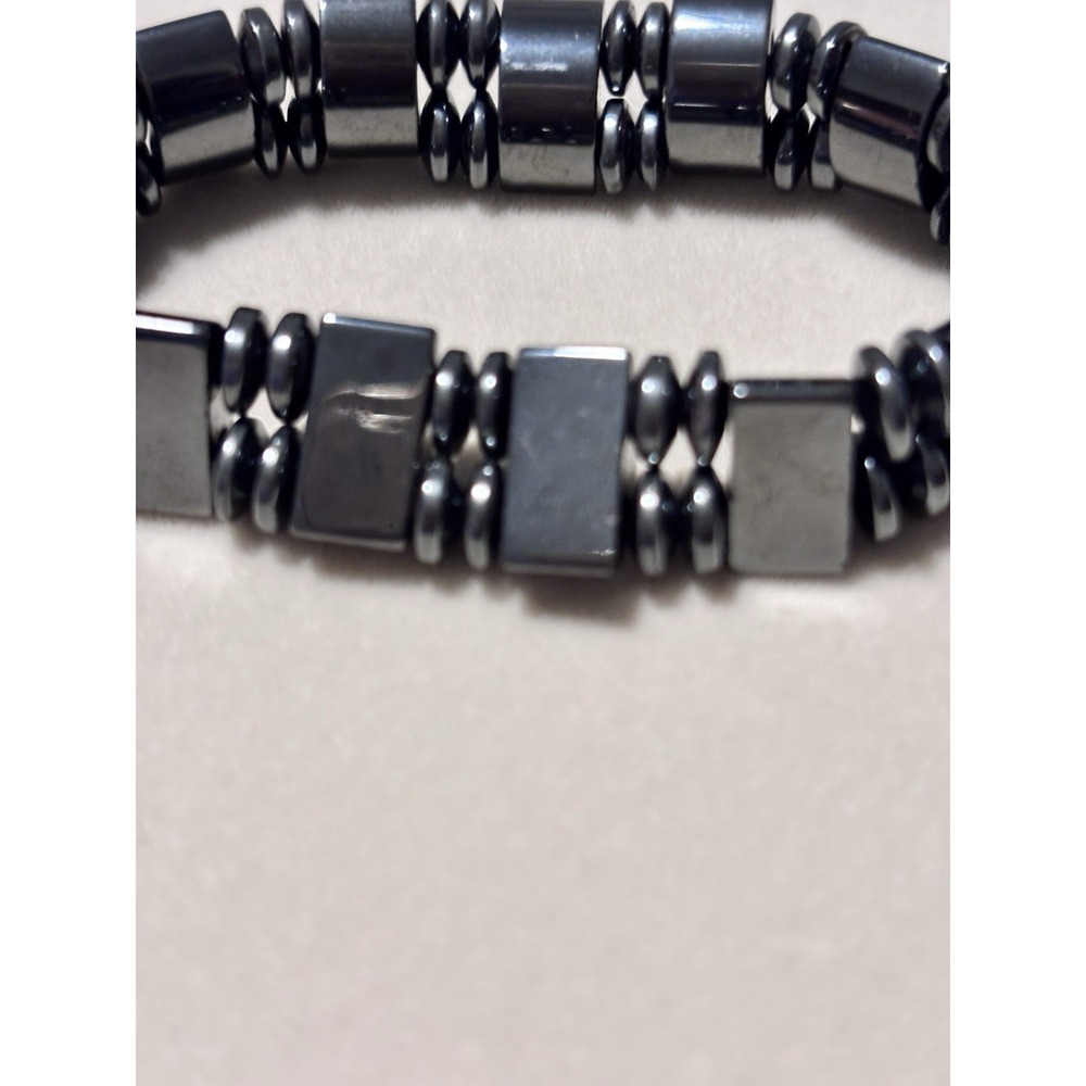 Hematite Bead Therapy Magnetic Bracelet Unisex Double Strand Loose Stones 7-8"